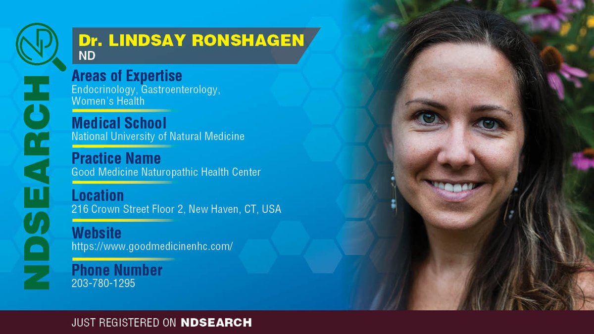 NDsearch's tweet photo. NDSearch is thrilled to welcome Dr. Lindsay Ronshagen!  Patients in #NewHaven #Connecticut can be seen for individualized care with an emphasis in  #gastroenterology, #endocrinology, and #women’s health and #wellness.
#NDSearch @NUNM_EDU https://t.co/DBeL4YYmSU