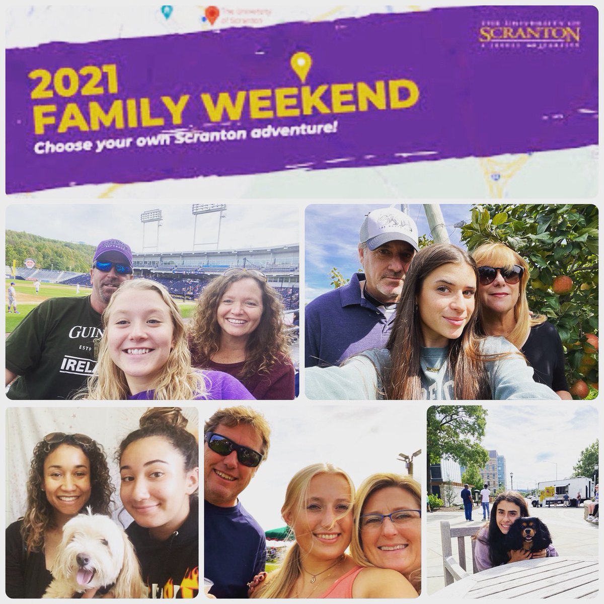 UofSSoftball's tweet image. Family Weekend 2021! Our softball family enjoyed many campus activities and ventured into the electric city..💜🤍 #foodtrucks #baseballgames #applepicking #familytime #welovedogs #dogsarefamily #dogcampus #family #scrantonsoftball #family #greatweekendtobearoyal