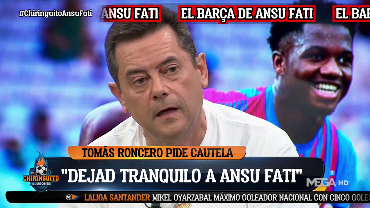 elchiringuitotv's tweet photo. 🙄"¡Dejad TRANQUILO a ANSU FATI!"🙄

@As_TomasRoncero rebaja los ánimos en #ChiringuitoAnsuFati https://t.co/xFYUfxtUmK