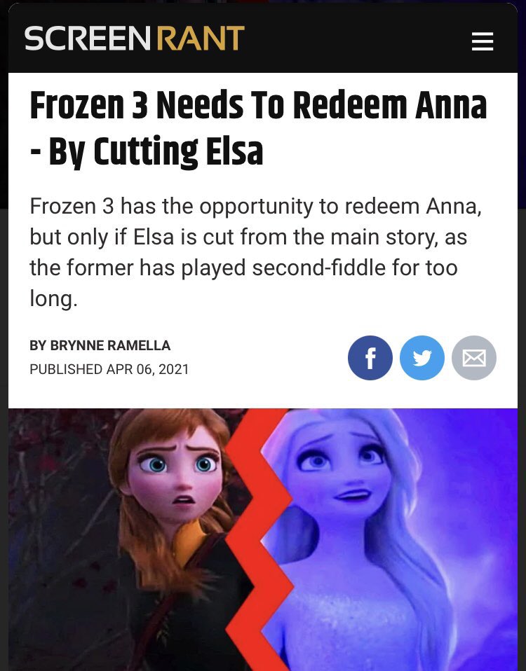 Minnothebunny's tweet photo. Fact checking #bringelsahome tweets! Brynne Ramella has written two (2) pieces related to Frozen. This one, which never mentions Kristoff, and one about Jelsa and how it can never happen. More projection from incest fans lol https://t.co/6UVysCGp3w