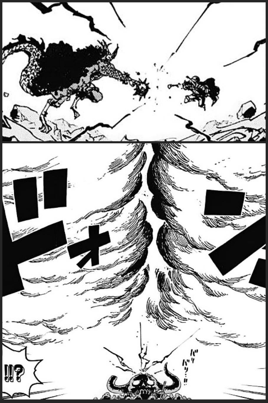 まな 天が割れた カイドウvsルフィの戦闘 なんて感慨深いんだろう シャンクスvs白ひげ カイドウvsビッグマムといった 四皇 同士の衝突でしか見られなかったこの描写 それをルフィが顕現させた事で四皇と同じ 高み