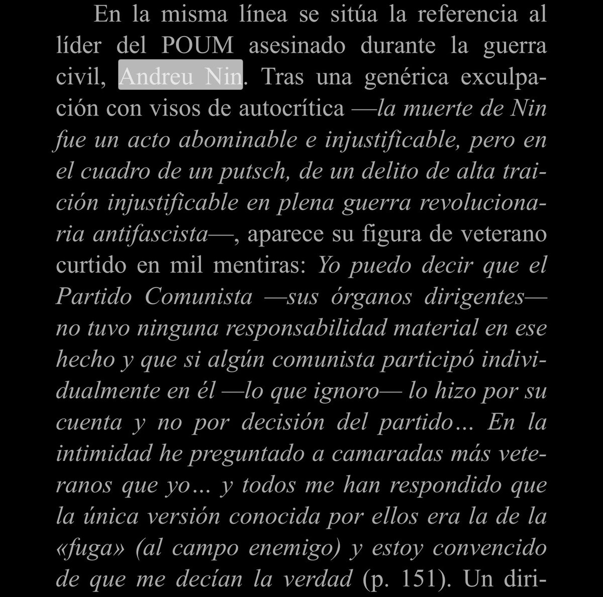 laviincompae's tweet photo. @Kitos_Cant Esto es lo más cerca que ha estado el PCE de retractarse y reconocer su participación en el asesinato y desaparición de Nin: estas palabras de Carrillo en su libro “Eurocomunismo y Estado”. Cita Morán en “Miseria, grandeza y agonía del PCE (1939-1985)”: https://t.co/CAGbjR3S0V