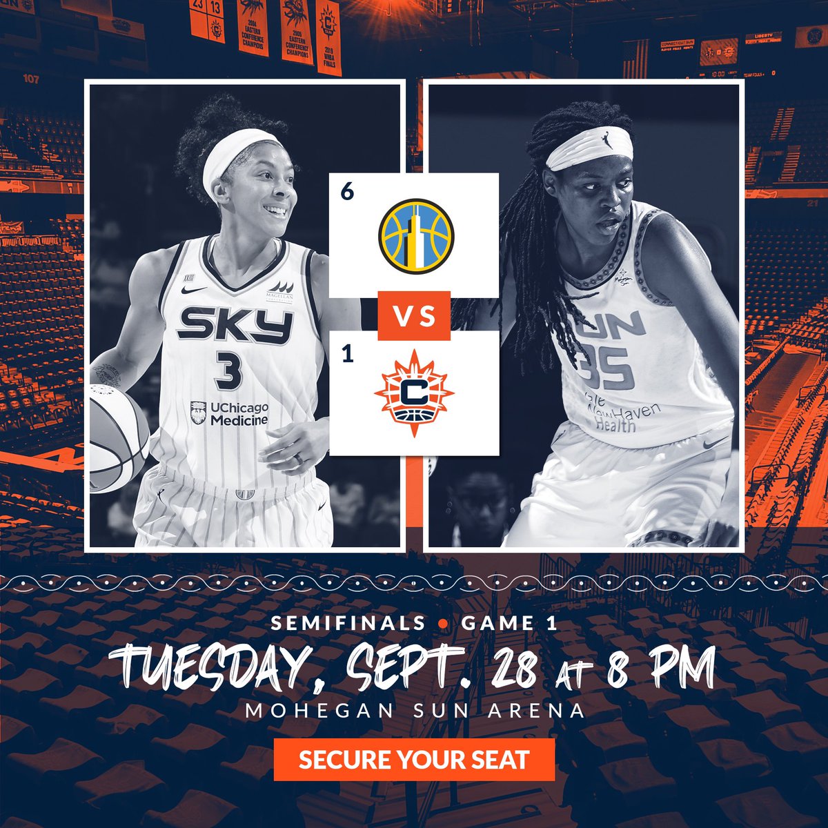 ConnecticutSun's tweet photo. Our opponent is set. Our house Tuesday. 
🎟 https://t.co/whVjm8eOsX https://t.co/9wQHKEBvOS