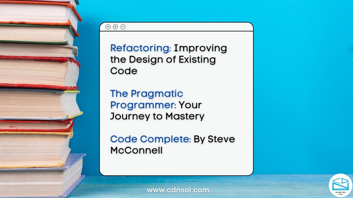 cdnsolutions's tweet image. The most technologically efficient machine that man has invented is the Book- said by “Northrop Frye”.
Here we have handpicked few technology books that a tech-savvy must read once.
#books #programming #programmingbooks #knowbeforeyougo #CDNsolutions #codingislife #codingisfun