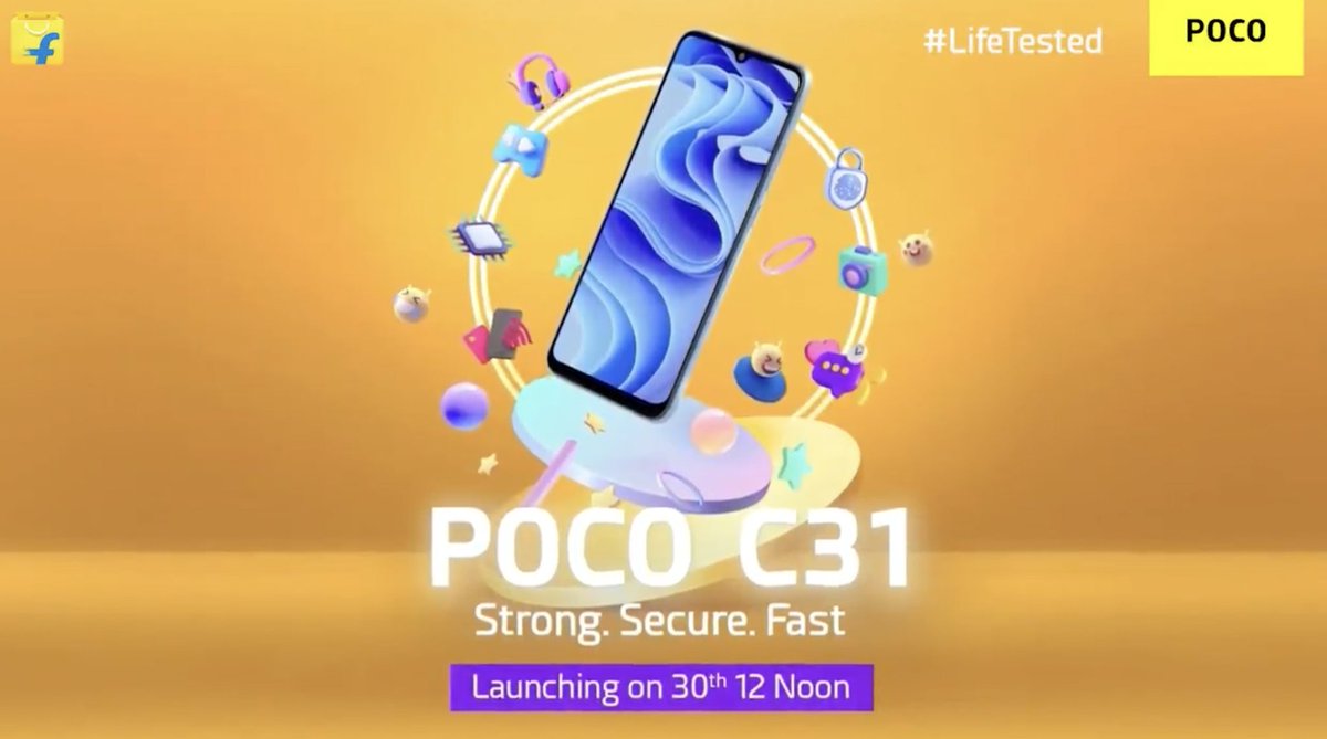 Ninadhjampala's tweet photo. Poco C31 will launch on India on September 30th at 12PM. It will go to sale through Flipkart. #Poco #PocoC31 https://t.co/3p893cxMaU
