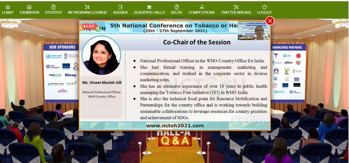 Welcome to the 3rd Day of 5th #nctoh2021 
Plenary 4: Policies, Programmes &amp; Legislation on tobacco Control !
Dr. Garima introduced Chair, Dr. L Swasticharan and co-chair, Shri. Mahesh Kumar &amp; Ms. Vineet Gill Munish 
<a href="/garimabhatt90/">Garima Bhatt 🇮🇳 गरिमा भट्ट</a> <a href="/Swasticharan/">Dr L Swasticharan</a> <a href="/ProfSonuGoel/">Prof. Sonu Goel</a>