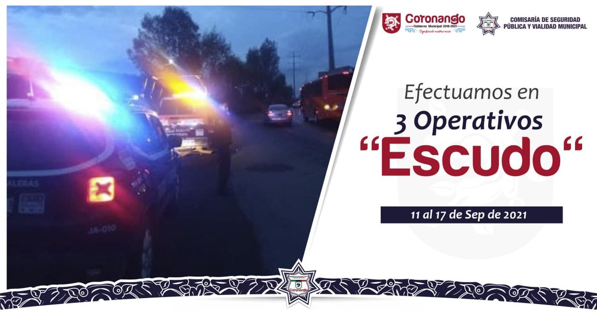 Comis_Coronango's tweet photo. En #Coronango se llevaron a cabo 3 Operativos Escudo del 11 al a17 de Septiembre.

#PrimeroTuSeguridad https://t.co/QivGyG9nm2