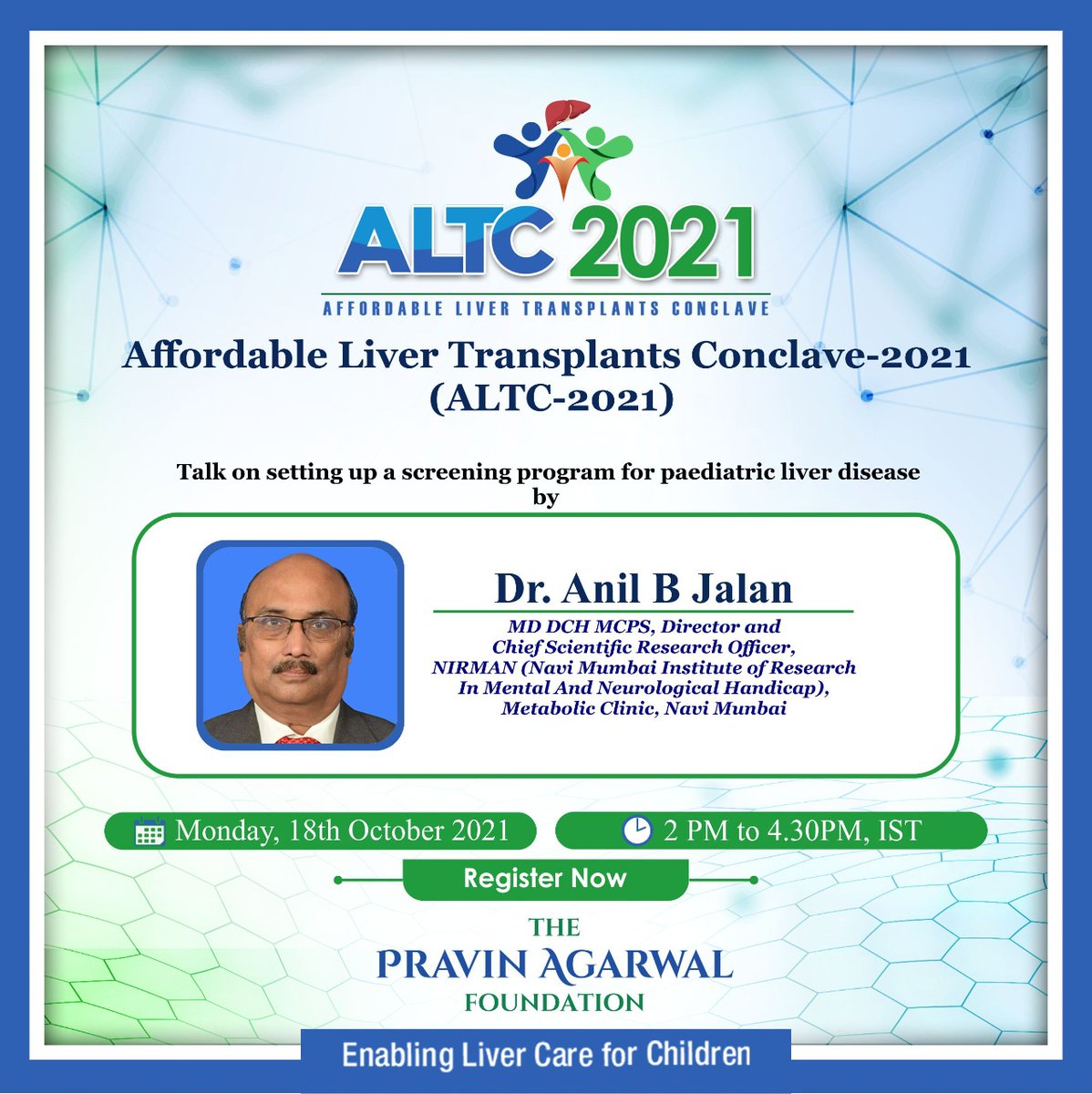 TpafMumbai's tweet image. Join us for the Annual Liver Transplant Conclave with Dr. Anil B Jalan to discuss Setting up a Screening Program for Pediatric Liver Disease.
@aniljalan 

Register for free from the link below- tpaf.in/altc-2021/

#ALTC2021 #AffordableLiverTransplantsConclave2021 #TPAF
