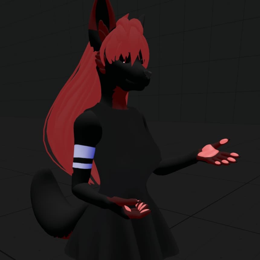ScarletBlueVR's tweet photo. Got my own Avatar! I love it! #VRChat #ocart #furry #wolfavatar https://t.co/r7yKxmcqng