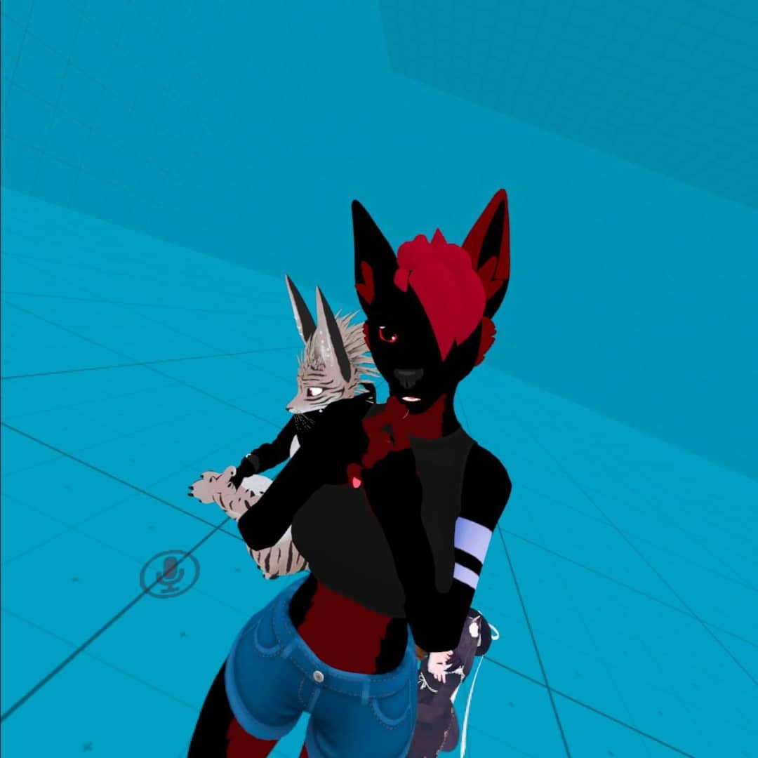 ScarletBlueVR's tweet photo. Got my own Avatar! I love it! #VRChat #ocart #furry #wolfavatar https://t.co/r7yKxmcqng