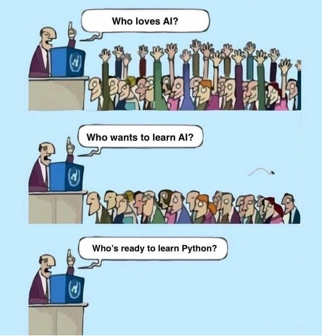 pascal_bornet's tweet photo. Who is ready to learn #python? 

#AI

@sebbourguignon @alvinfoo @KirkDBorne @FrRonconi @UniverCurious @TechAmazing @Paula_Piccard @ronald_vanloon @jblefevre60 @evankirstel @mvollmer1 @HeinzvHoenen @haroldsinnott @YuHelenYu @spirosmargaris @harbrimah @enricomolinari @ipfconline1 https://t.co/4VlJt5tasu