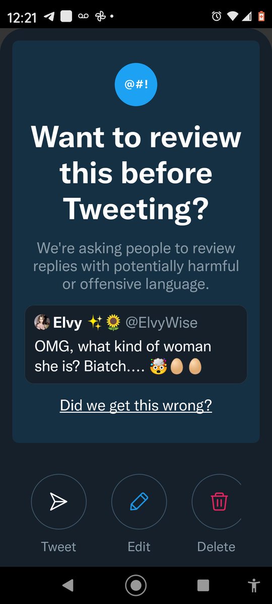 ElvyWise's tweet photo. @realitygirl23 @mediha146 @polscifreeak From Twitter!! What in the world is wrong? I have been reporting the WW sex vids and gay vids and they review but don't take them down... But I write BI4TCH... and asks me to correct my tweet!😜😅😂🤣😭🥺😓😢 #HateTwitter #censorship https://t.co/UwugwXbUUf