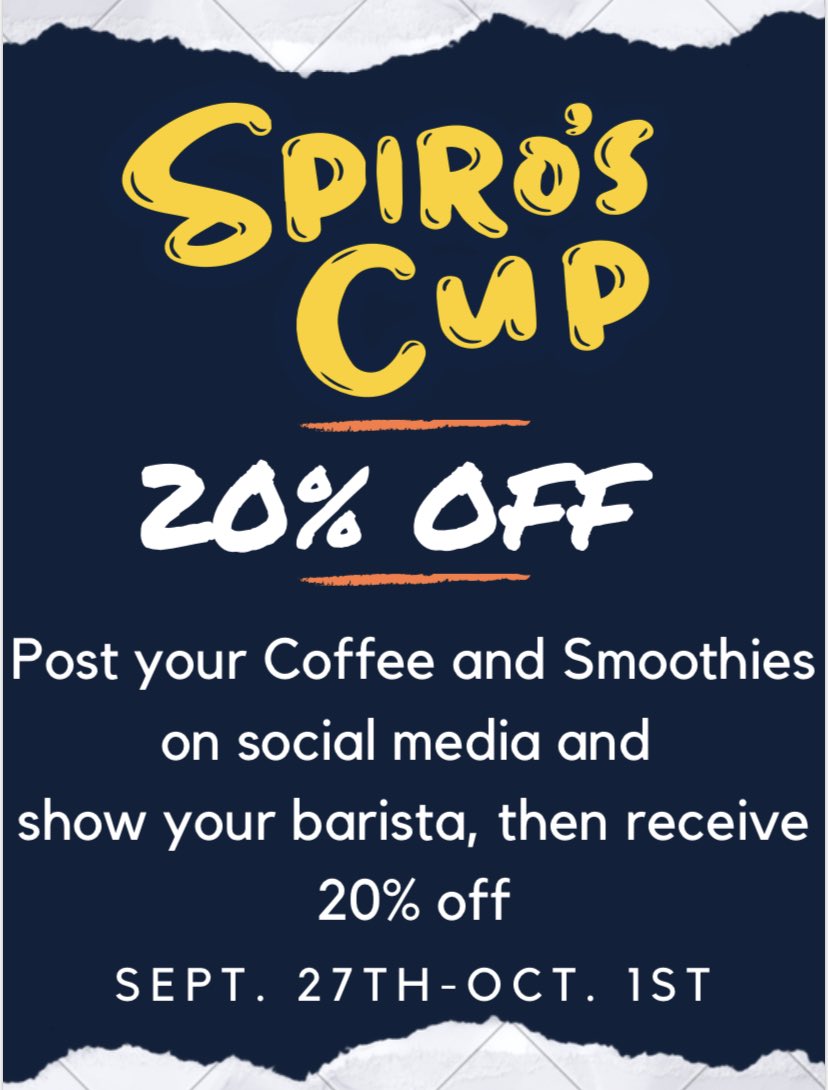 Make sure you stop by to get your %20 off our coffee and smoothies this week 🤩