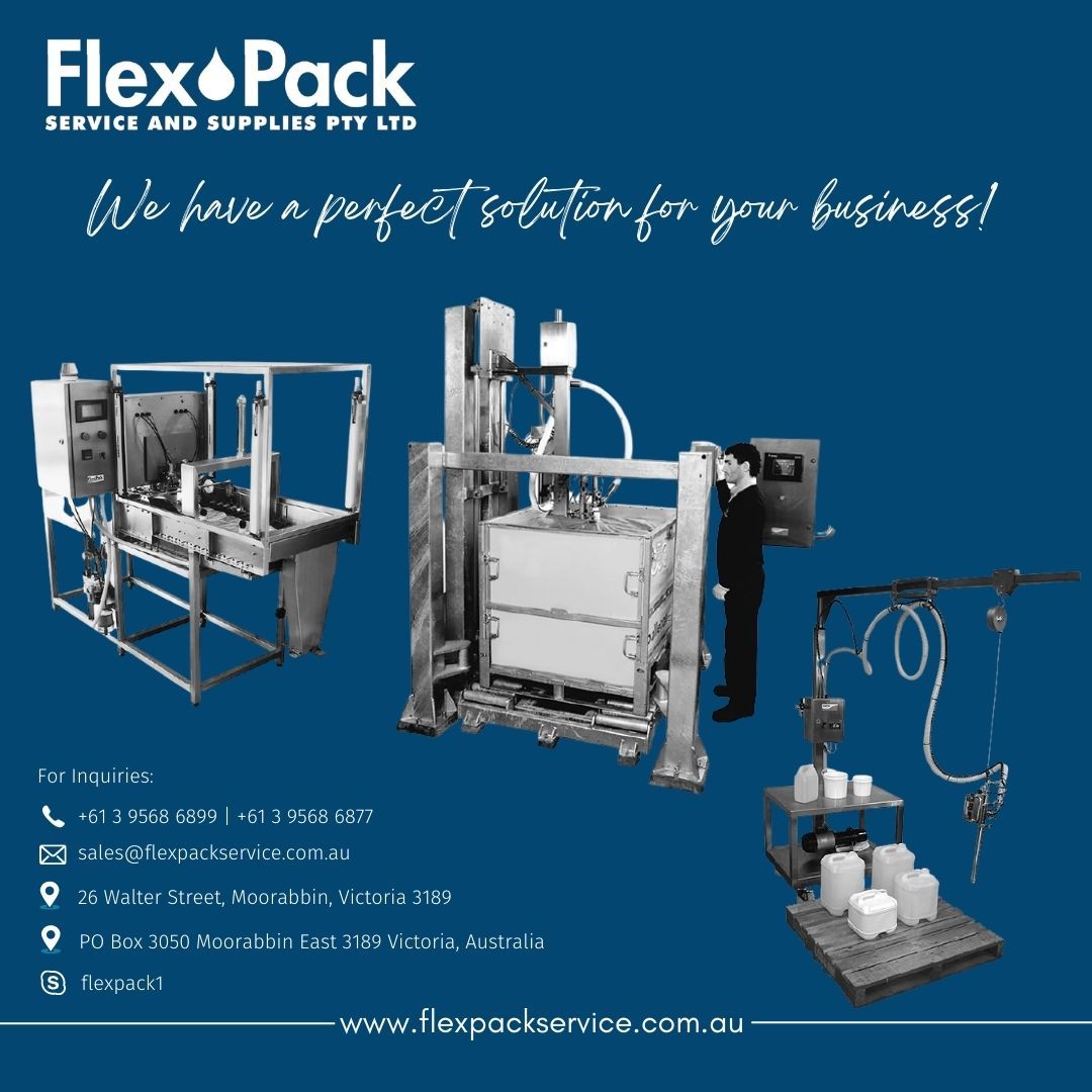flexpack_'s tweet photo. At Flex Pack Service and Supplies Pty Ltd, we put purpose before profit!
Connect with us!
Email: service@flexpackservice.com.au
#flexpack #flexpackserviceandsupplies #manufacturer #liquidfillingmachine #liquidfilling #liquid #fillingmachine #machinelearning #machinery #winecask https://t.co/jTjRyJwICJ