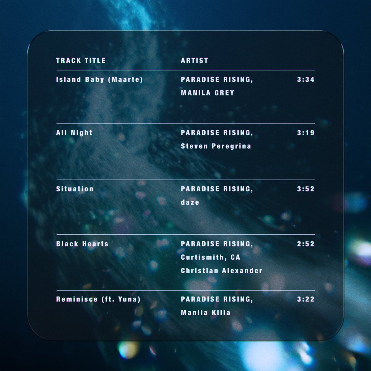 paradiserising's tweet photo. get ready to rise, October 4 🇵🇭
pre-save the semilucent 2 EP now 🌊

https://t.co/JqbzS1w5CE

🎶 music featuring @manilagrey @peregrinasteven @DaisyLad @curtismito @chris_alexndr @manilakilla @yunamusic https://t.co/xVEH4kTXGM
