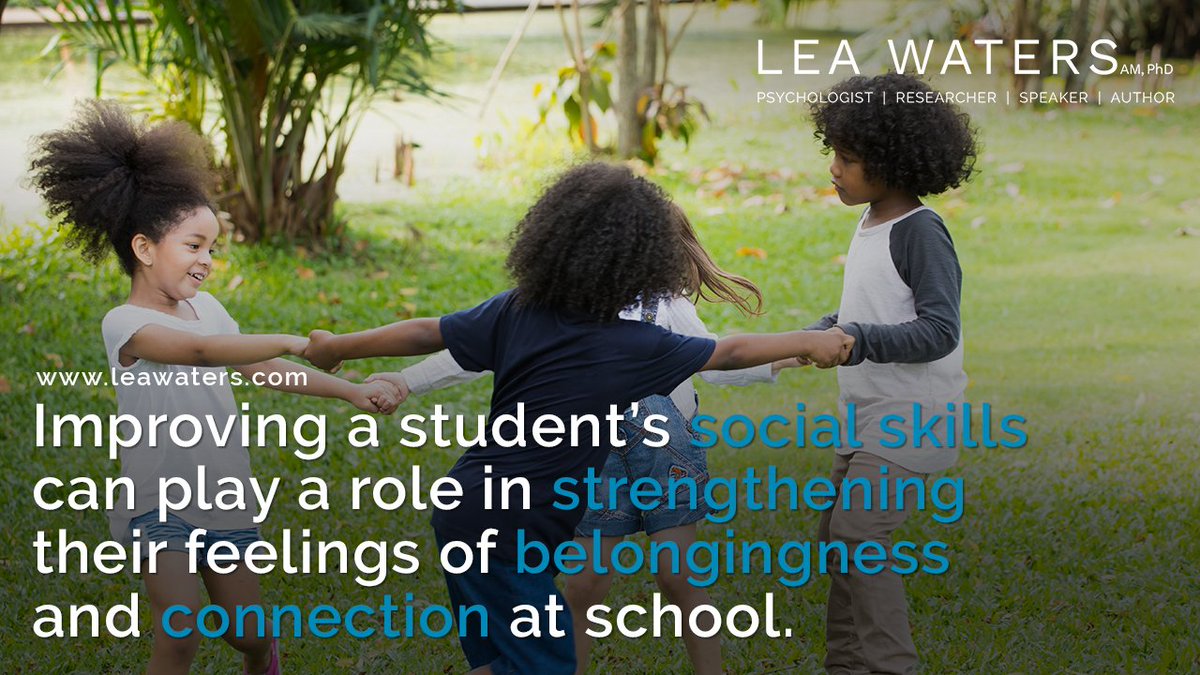 ProfLeaWaters's tweet photo. Improving a student’s social skills can play a role in strengthening their feelings of belongingness and connection at school.
More info? Go => https://t.co/yw9rKMFg8F
#socialskills #belongingness #connection #SEARCHFramework #leawaters #meditation #wellbeing #remotelearning" https://t.co/2FqIwU7VYj