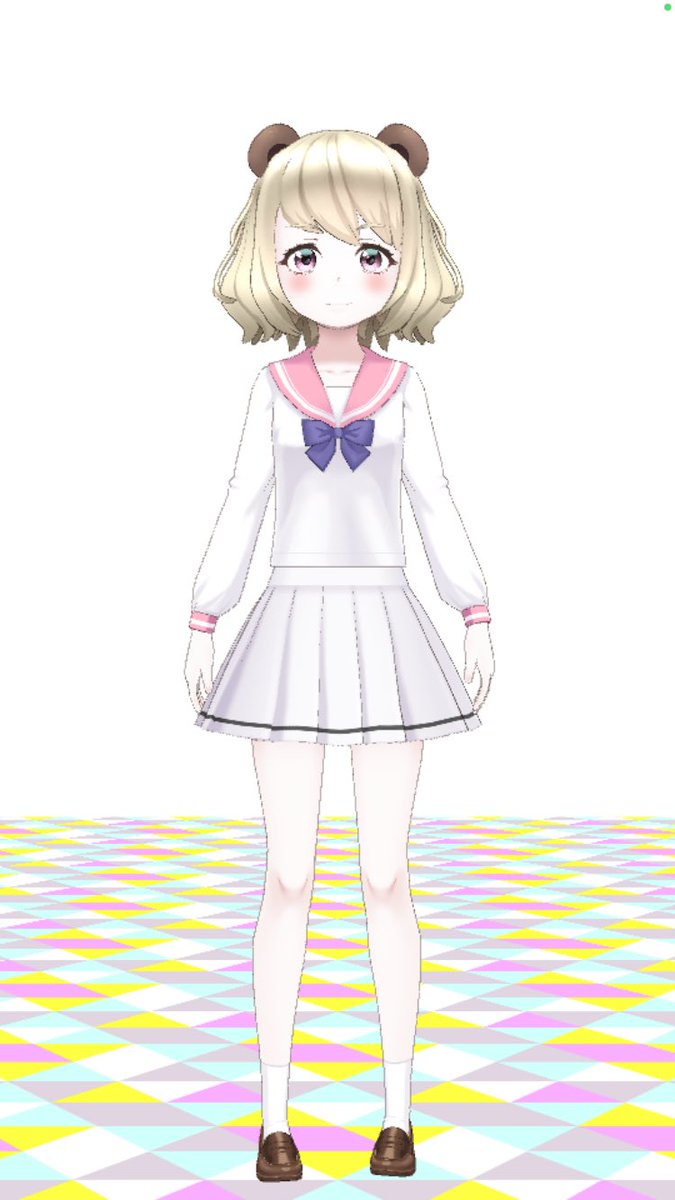 75world_____'s tweet photo. ひとまず我が子の特徴を記したなにかを作りたくて、某アバター配信アプリで仮の姿を作りました。。
3歳児なのでこんなに身長と胸はありませんが。。

つり眉、タレ目、ふゎふゎ金髪ボブの、クマの子です。かゎぃぃ。。（親バカ） https://t.co/m8ys48rO0a