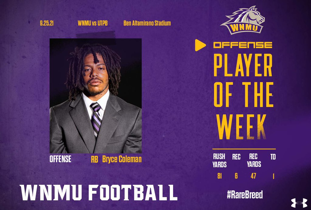 WNMUFootball's tweet photo. Week 4️⃣ - Players of the Week! #RareBreed https://t.co/ZDh1r8qejO