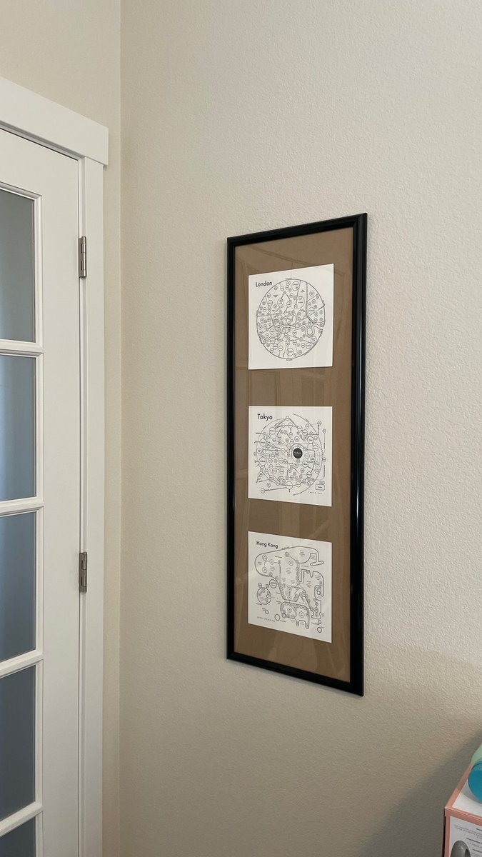 BreBailey005's tweet photo. Finally got around to framing my GORGEOUS city maps. From top to bottom I have London (where I visited twice), Tokyo (where I lived for four years) and Hong Kong (where I visited for four days).

To see in detail, check out the original prints: https://t.co/zNpu1nPN5D https://t.co/wzQFRm0CVs
