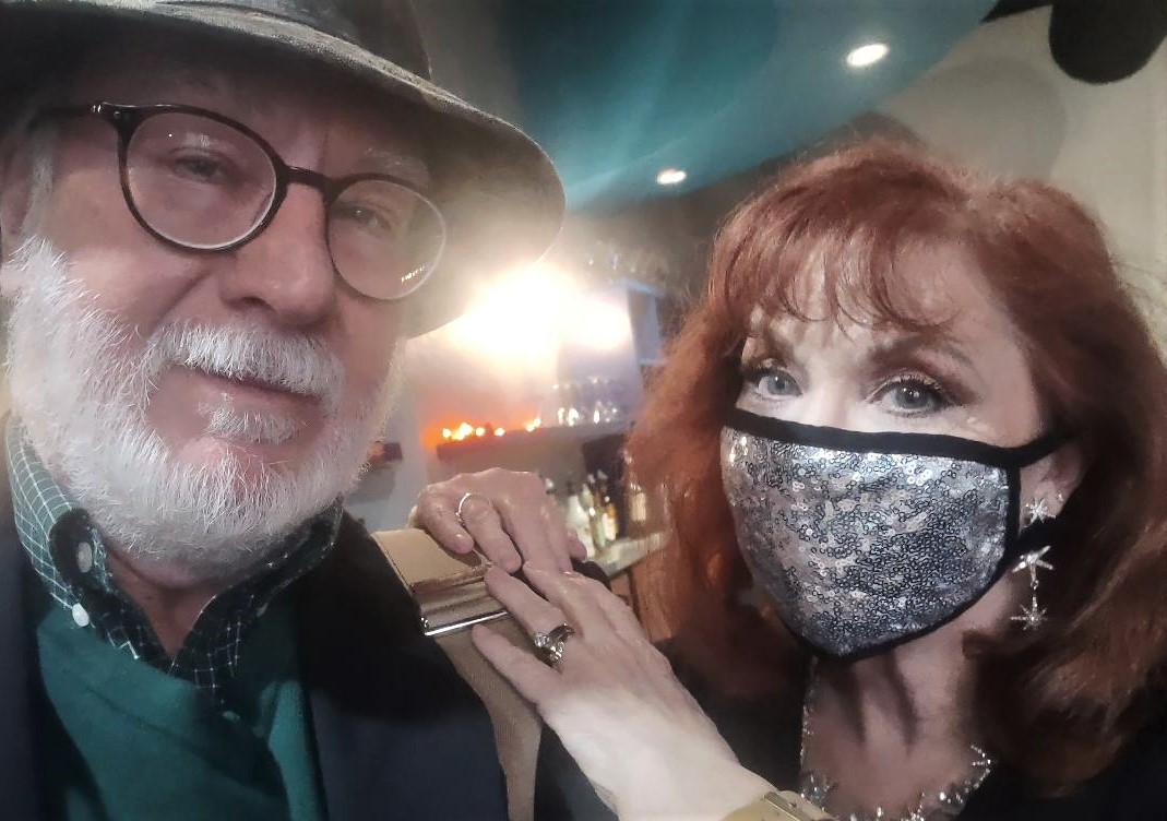 EllenByerrum's tweet photo. When you're out on the town, be sure and match your sparkling mask to your jewelry. Enjoying the theatre the other night to see Young Frankenstein: The Musical. So happy to get out! #maskstyle https://t.co/msnjhADPhD