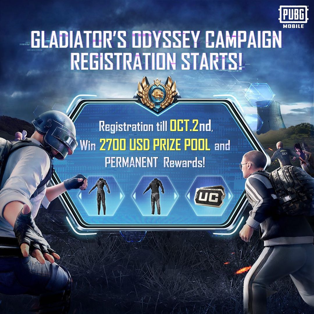 EsportsPUBGM's tweet photo. North America Esports Event - Register today! 

The PUBG MOBILE Gladiators Odyssey is an in-game event to compete for fame, glory, &amp; lots of rewards.

Be a part of the $2700 prize pool! Follow @esportspubgmna to sign up &amp; register.

#PUBGMGladiator #GladiatorsOdyssey #PUBGMOBILE https://t.co/qauhvNXkog