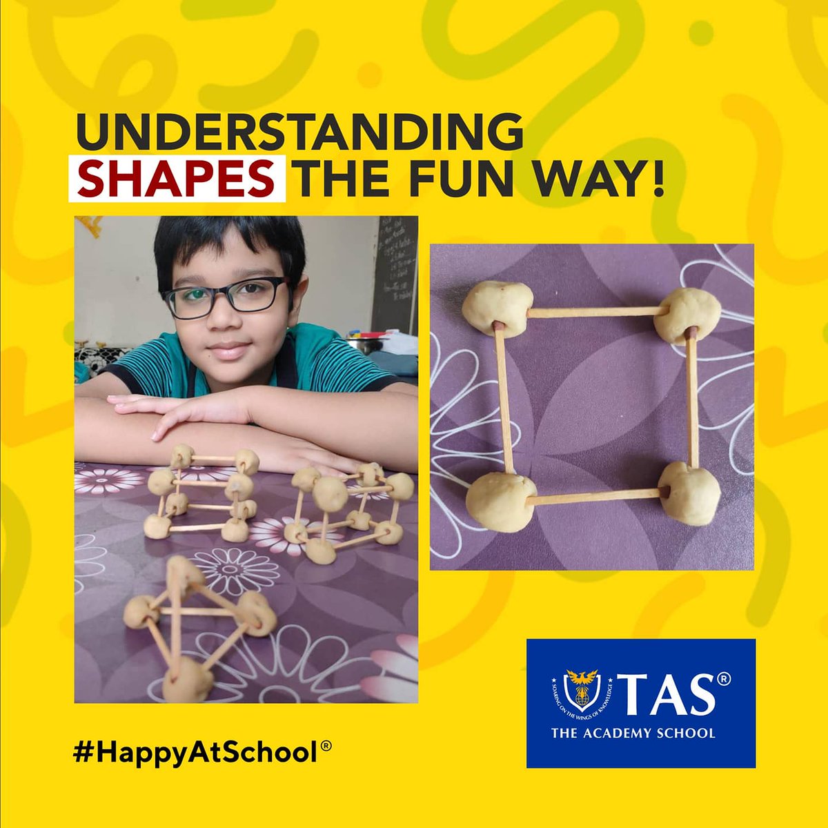 TASchoolIndia's tweet photo. Learning becomes fun when creativity is added to it!

Students from Grade 2 studied shapes ‘The Fun way’ at TAS!

#LearningShapes #Shapes #FunLearning #Creativity #TAS #TASPune #TASIndia #TheAcademySchool #HappyAtSchool #ICSESchool #Pune #India https://t.co/GjOKzNvpH1