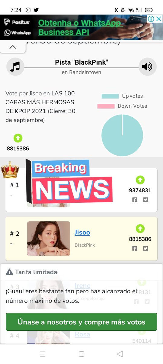 money_lisaa's tweet photo. Ya fueron a dejar sus seis votos por Jisoo los números cada vez son más grandes, pero si somos constantes y todos votamos podemos reducir y aumentar los números

VOTE FOR JISOO ON KINGCHOICE 
블랙핑크 지수 #JISOO𓆉 #지수 #JISOO @BLACKPINK

💠https://t.co/31NwCOGD9g https://t.co/e6P5IEvCcx