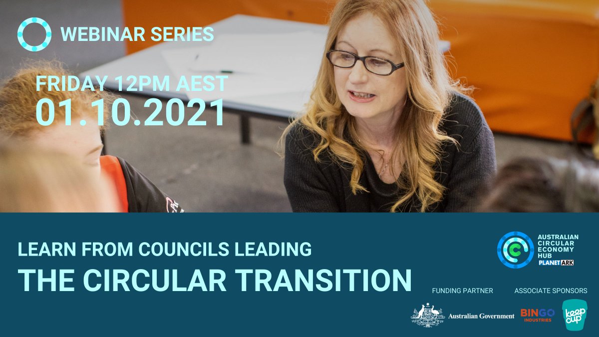 Join us for part two of our Circular Councils webinar series with <a href="/lakemac/">Lake Macquarie</a>'s #circulareconomy Lead Debbie O'Byrne 👉 bit.ly/3m1kYyv

This event has been made possible thanks to grant funding from the <a href="/ausgov/">Australian Government</a> and our valued sponsors <a href="/BingoBins/">BINGO INDUSTRIES</a> and <a href="/KeepCup/">KeepCup</a>.