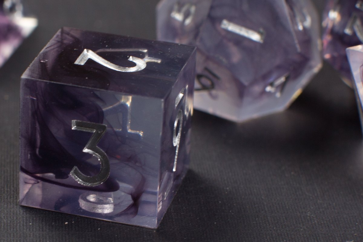 TheWoodenGolem's tweet photo. Dark Magic Dice is currently on sale for $27! #sharpdice #dice #dnd #ttrpg https://t.co/xubeJYwRpu