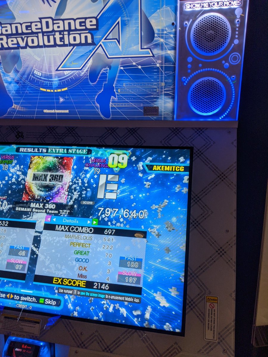 AkemiTCG's tweet photo. WICKED close to life4 my first 19 on extra stage. It's within reach!!!!!
#ddr #19 #life4 https://t.co/C7KBPNOWyJ