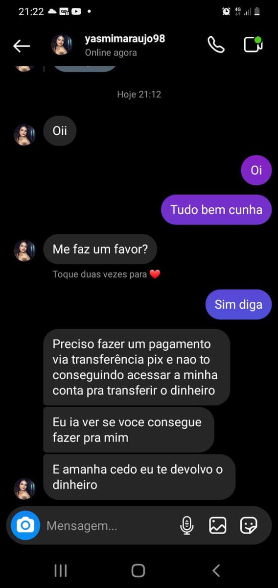 YasmimAraujoF's tweet photo. GENTE HACKEARAM MEU INSTAGRAM, ESTAM PEDINDO DINHEIRO! DENÚNCIA PF https://t.co/XwHvWjMUcm