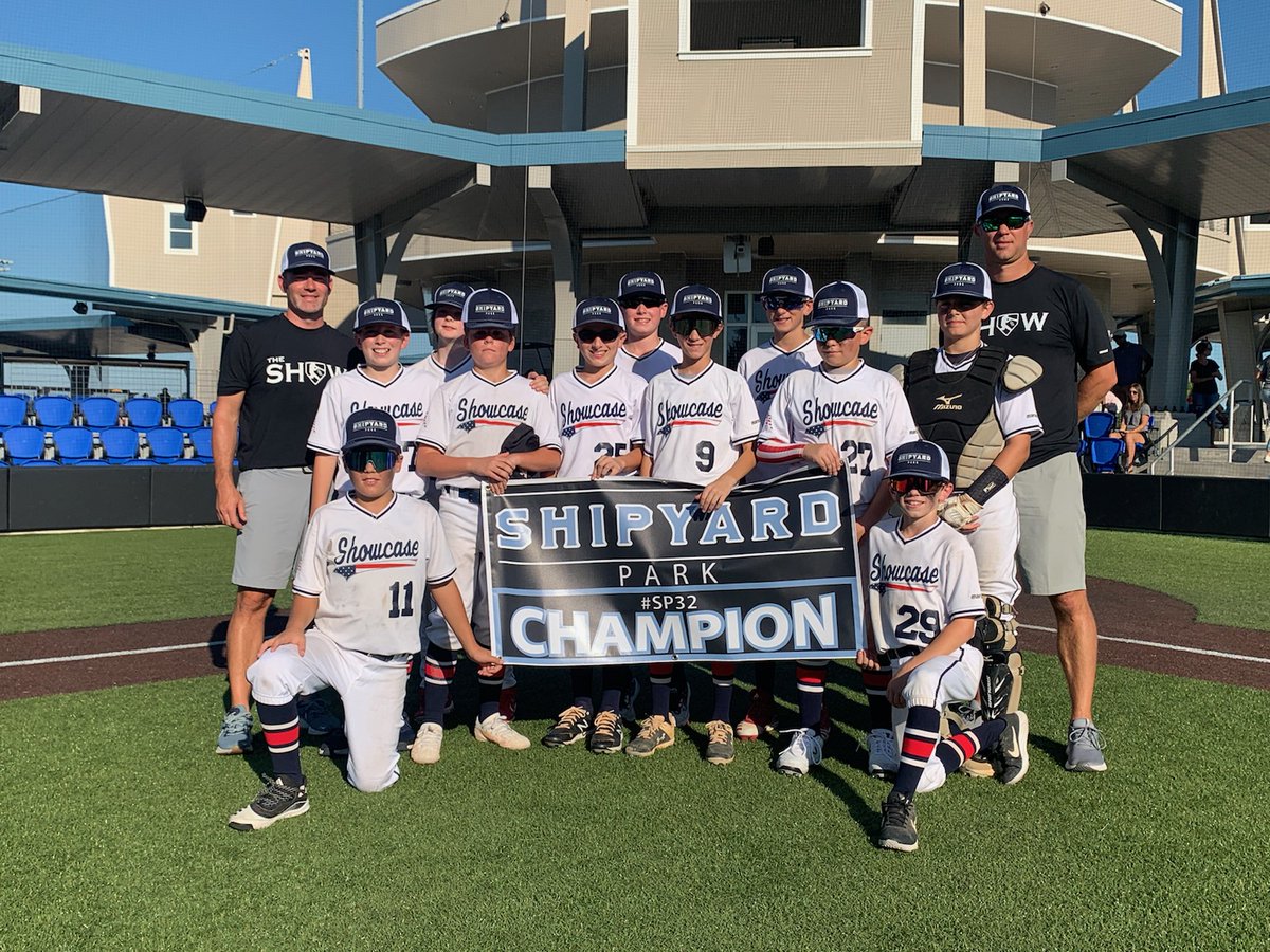 TheShipyardPark's tweet photo. #SP32 #Champions for the 12u are the #ShowcaseBaseballAcademy from NC!
#ShipyardPark #AnchorBat #SwigandSwine https://t.co/QYRFnPCZr8