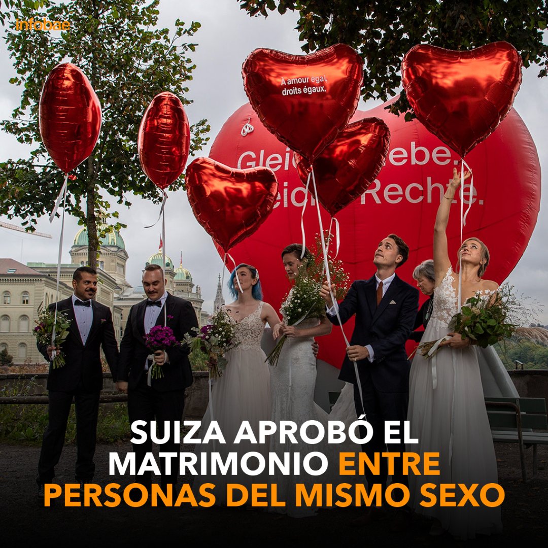 infobae's tweet image. Suiza aprobó el matrimonio entre personas del mismo sexo infob.ae/39ESxAE