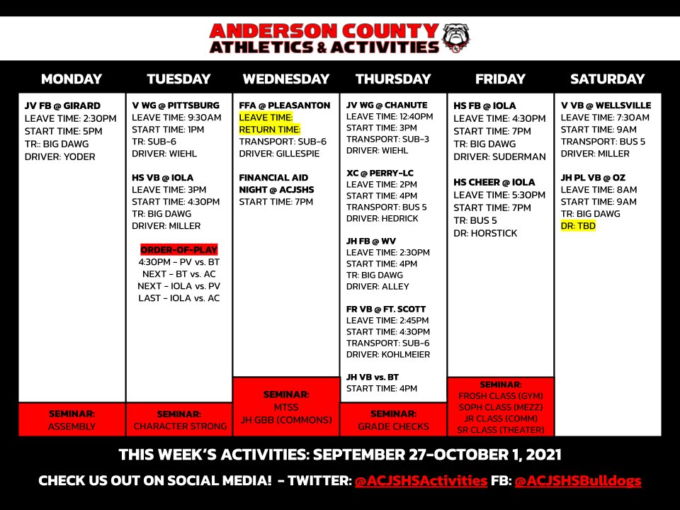 ACJSHSAthletics's tweet photo. This week's Activities Email is ready for viewing! Click the link below for the scoop on ACJSHS athletics, activities and more during the week of September 27-October 1, 2021.

LINK:
https://t.co/nd0NJVh6sb https://t.co/HL1LY7LAn8