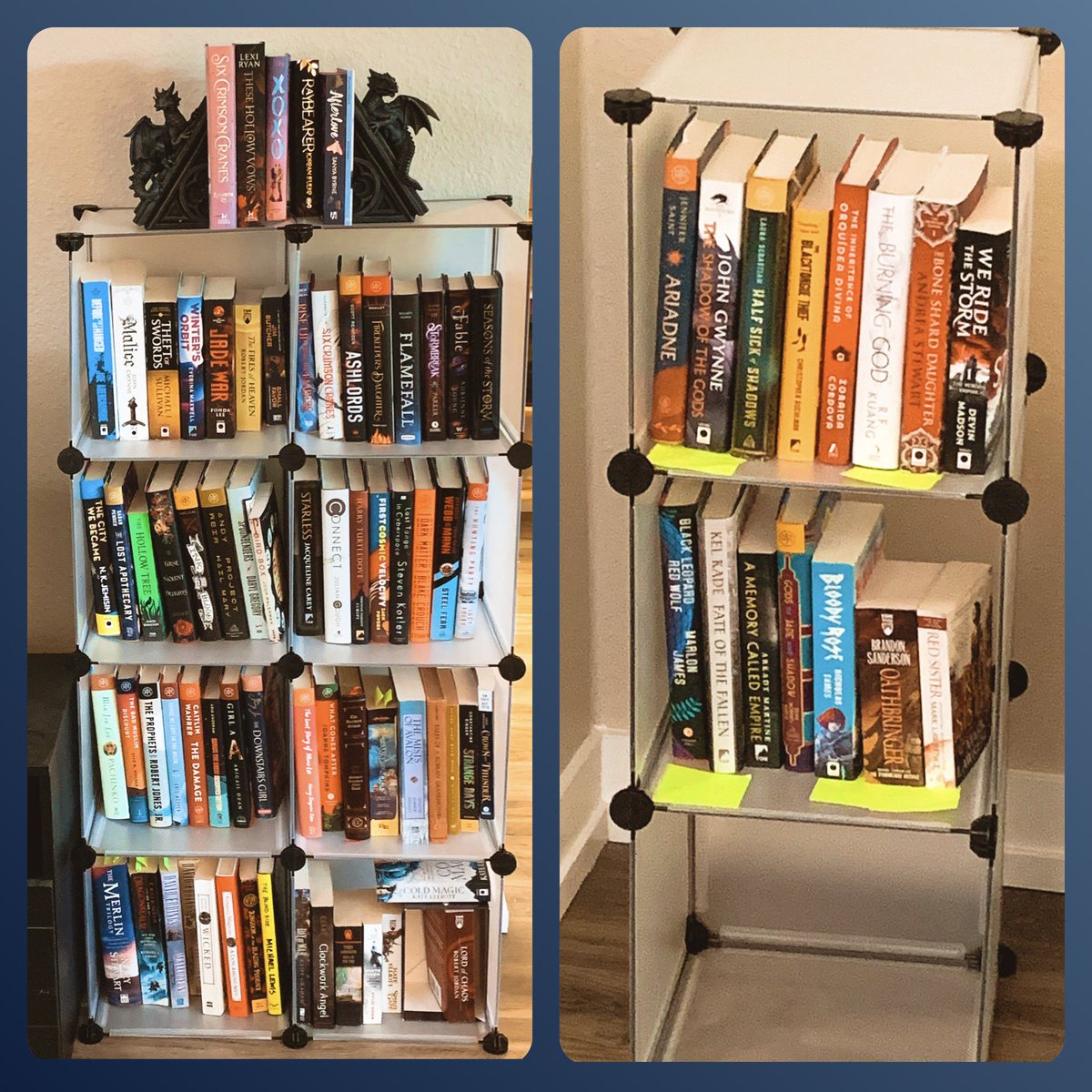 HMJohnson29's tweet photo. Finally finished creating bookshelves/bookcases for my TBR pile. Although, it still doesn’t include the TBR I have in my kindle or audible. 😄🥰❤️📚. 

#books #TBR #bookish #bookcommunity #Reading #readingcommunity #reader #readerscommunity #amreadingfantasy https://t.co/rkD9eF5H4Q