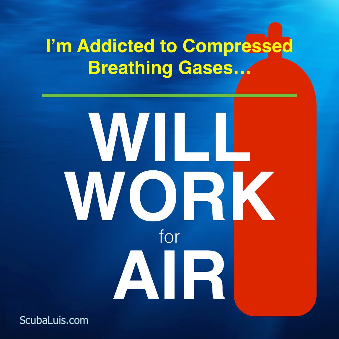 Are you addicted to compressed air, too???

Feed your scuba addiction in Cozumel!  ><(((º>  scubaluis.com 

Small groups. Fast boats. VIP service. Beginners and advanced divers get **Maximum bottom time**

#Cozumel #scuba