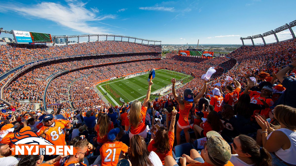 Broncos's tweet photo. A picture-perfect day to be #ReunitedInOrange with you, #BroncosCountry. 🤩 https://t.co/hb8SjYsiOV