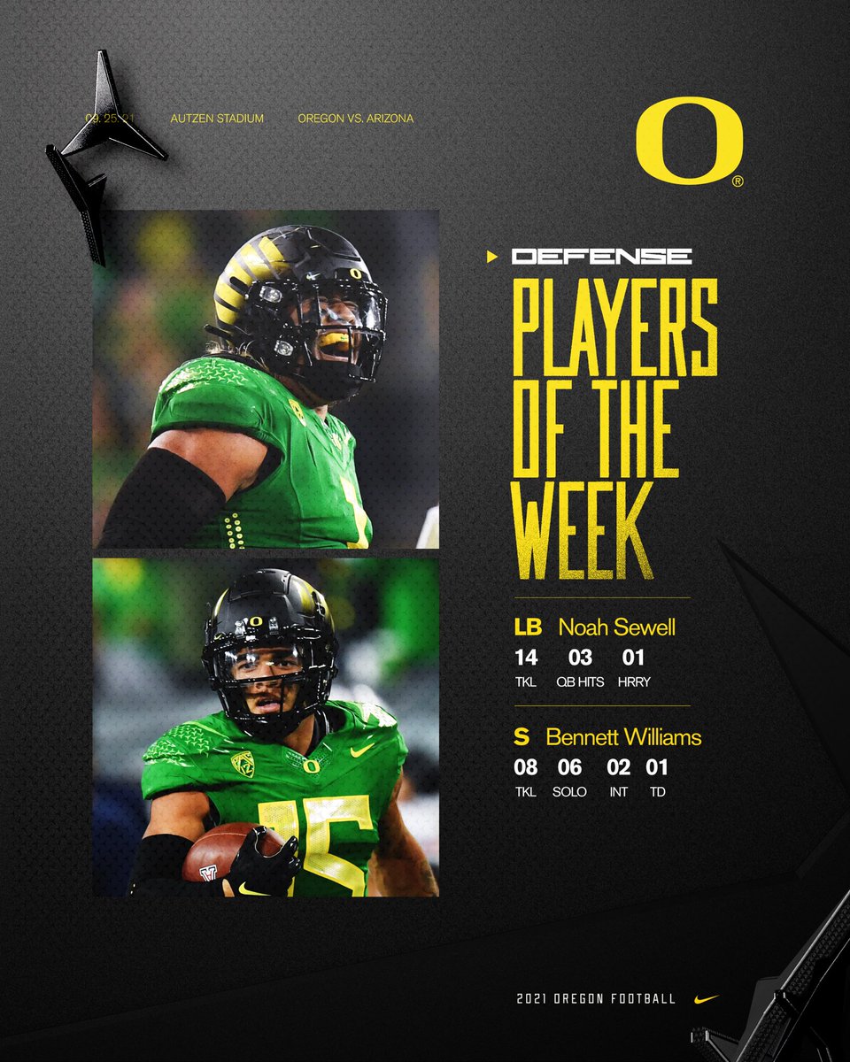oregonfootball's tweet photo. Game 4 - Players of the Week

#GoDucks https://t.co/uzZ5IV50H0