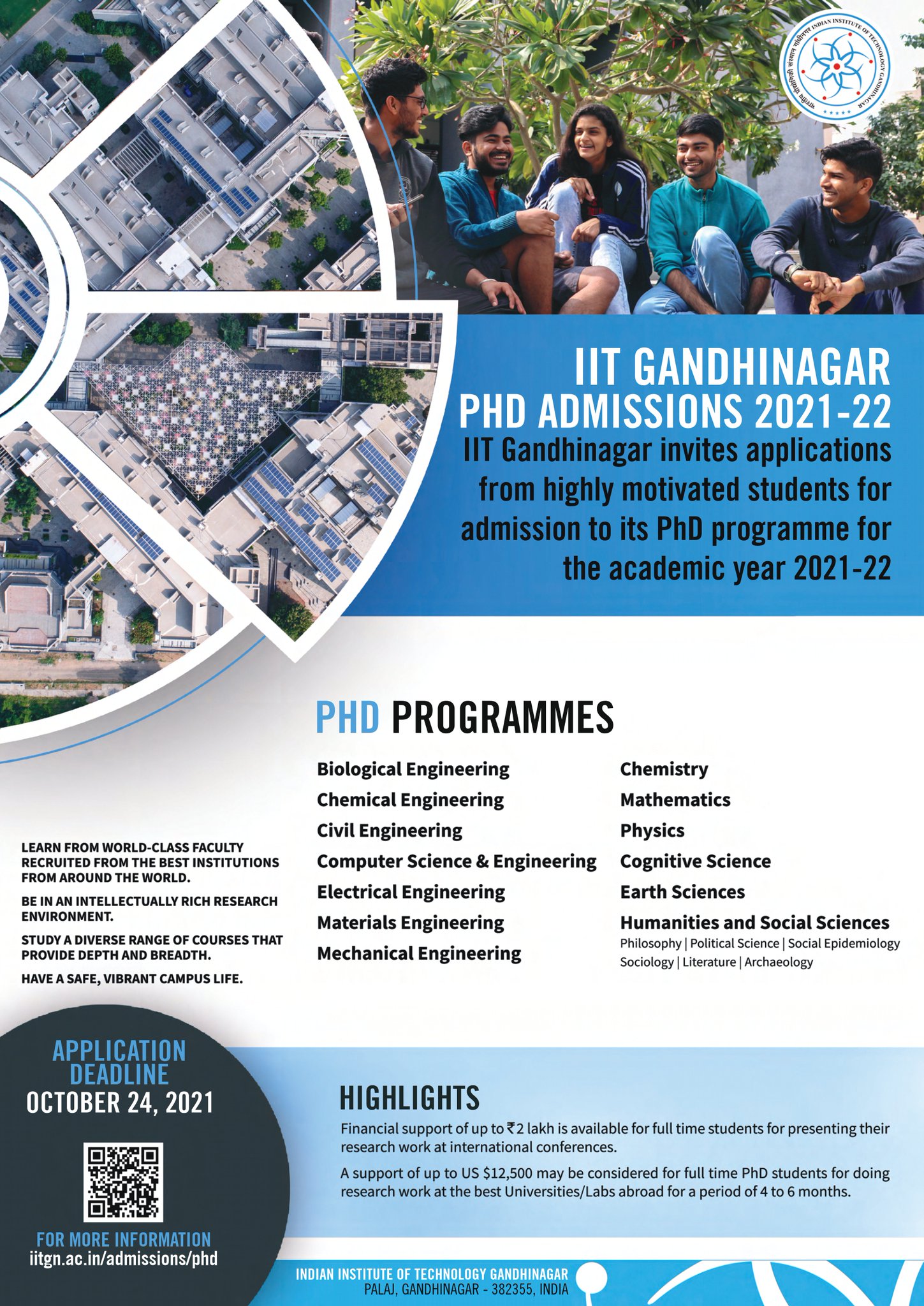 IIT Gandhinagar on X: @iitgn is pleased to announce admissions to its  Masters Program for July 2019. The program is open to final year BTech  students (Class of 2019). For further details