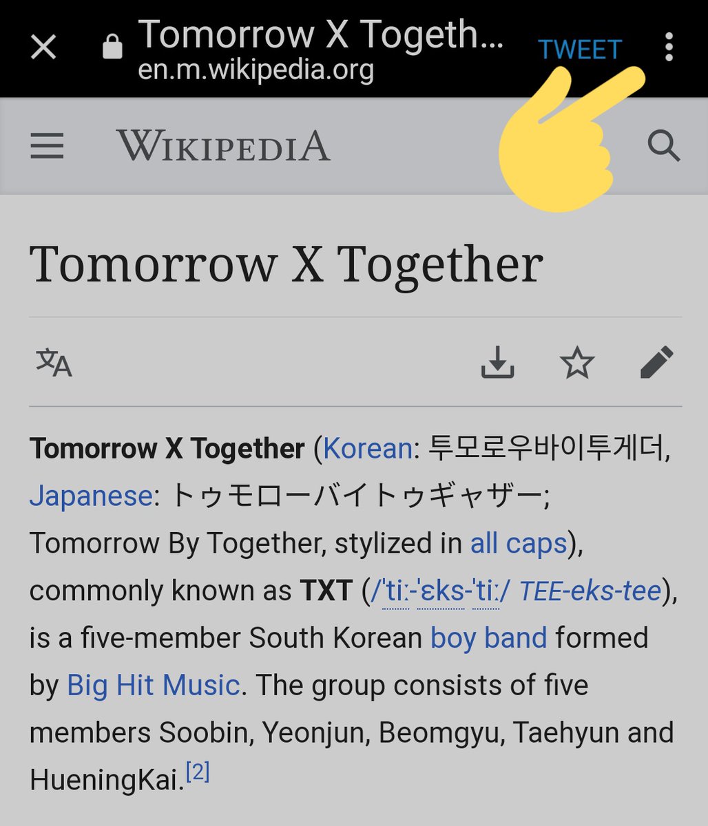TXTWIKIPEDIA's tweet photo. 🌐| TXT WIKIPEDIA

Permanece en la página por 3-4 minutos.
Si entras al link desde tu celular, activa el modo escritorio y da rt para que más personas la visiten, gracias! 
Meta:100

🔗https://t.co/Lb66BgSiLC

#TOMORROW_X_TOGETHER #투모로우바이투게더 #TXT
@TXT_members @TXT_bighit https://t.co/xX9lsNqURL