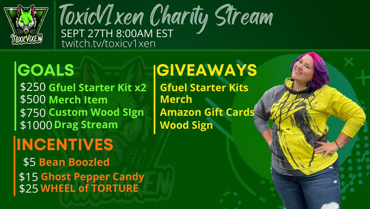 T0xicVixen's tweet photo. Tomorrow at 8amest the fun begins!!! Let’s raise some money for GENYOUTH! No child should go hungry!!! #bzrk #genyouth #charity https://t.co/tH0D33EkjR