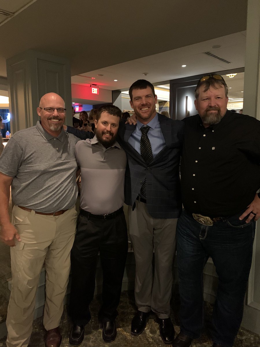 BUBruinBaseball's tweet photo. Coaches and players looking sharp at Riley Baasch’s wedding.  Congrats Riley and Claire! Many years of happiness as you embark on your journey together. https://t.co/WbZLFkKBoA