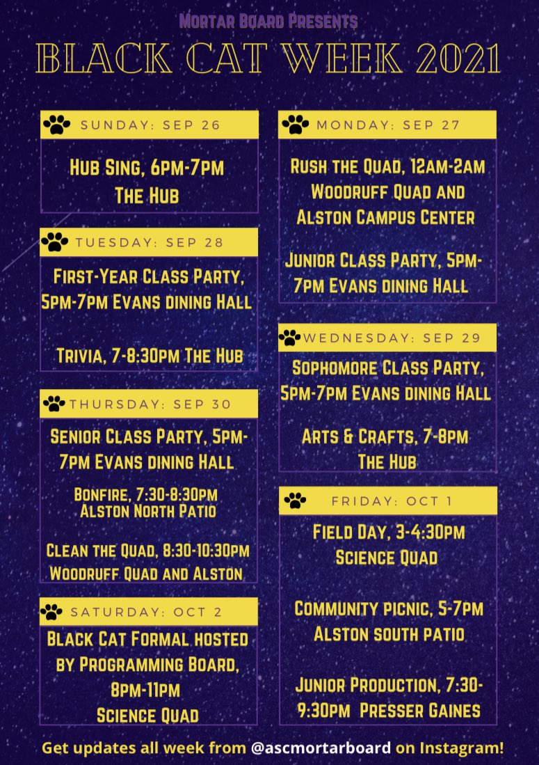 asc_mortarboard's tweet photo. It’s Black Cat Week 🐈‍⬛ can’t wait to see the decorations, competition &amp; school spirit! https://t.co/9d1tXgZK17