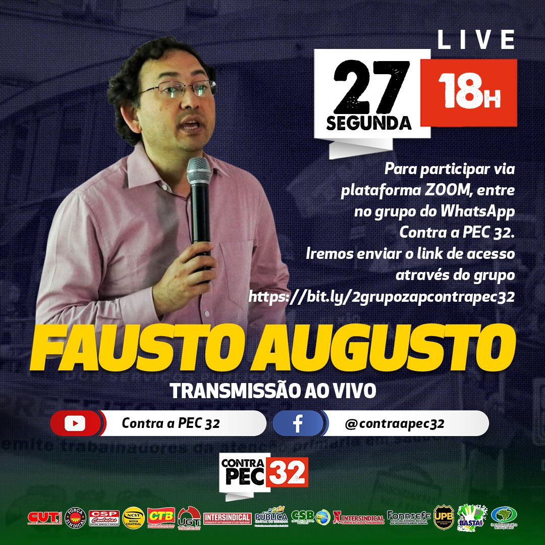 contraapec32's tweet photo. Para participar via
plataforma ZOOM, entre
no grupo do WhatsApp
Contra a PEC 32.
Iremos enviar o link de acesso
através do grupo
https://t.co/ThZ3kjOvaj https://t.co/XXjV2jIEC9