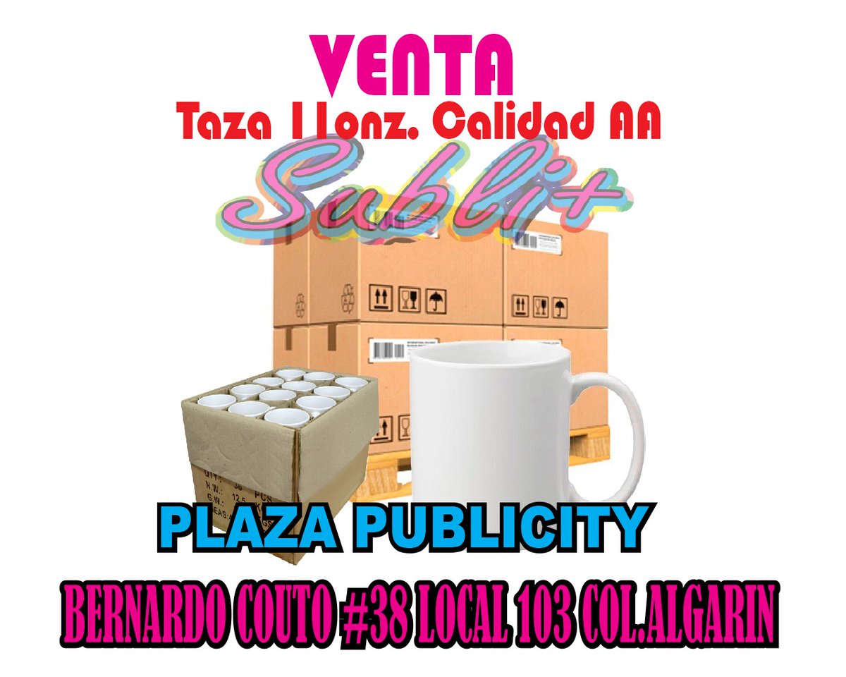 SubliPublicidad's tweet photo. Tenemos cajas de tazas de 11 onzas, calidad AA, muy buen precio!!!
Ubícanos en:
Bernardo Couto No. 38 Loc. 103 
Col. Algarín, Alcaldía Cuauhtémoc, CDMX.
☎️ Tel. (55)55487808 📞
#Caja #Tazas #CajaDeTazas #TazaDeSublimación #Sublimación #Mayoreo #PrecioDeMayoreo https://t.co/Dy0b9mWmVC