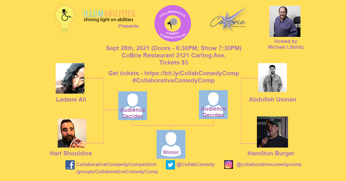 CollabComedy's tweet photo. Pls RT - Join us for the final live show of #CollaborativeComedyComp at Cobrie Restaurant &amp; Catering on Tuesday, Sept 28th. Doors open at 6:30PM, show starts at 7:30PM. Tickets a mere $5 can be purchased here or at the door - https://t.co/26C3xuCoJ1. https://t.co/ITN4YnOrHo