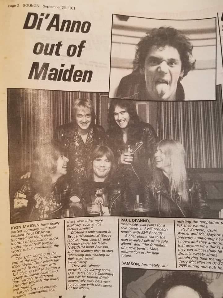 ThisDayInMETAL's tweet image. BREAKING NEWS….

Iron Maiden fires Paul Di'Anno and introduces new singer Bruce Dickinson!!! 

Bruce was formerly the singer of Samson.