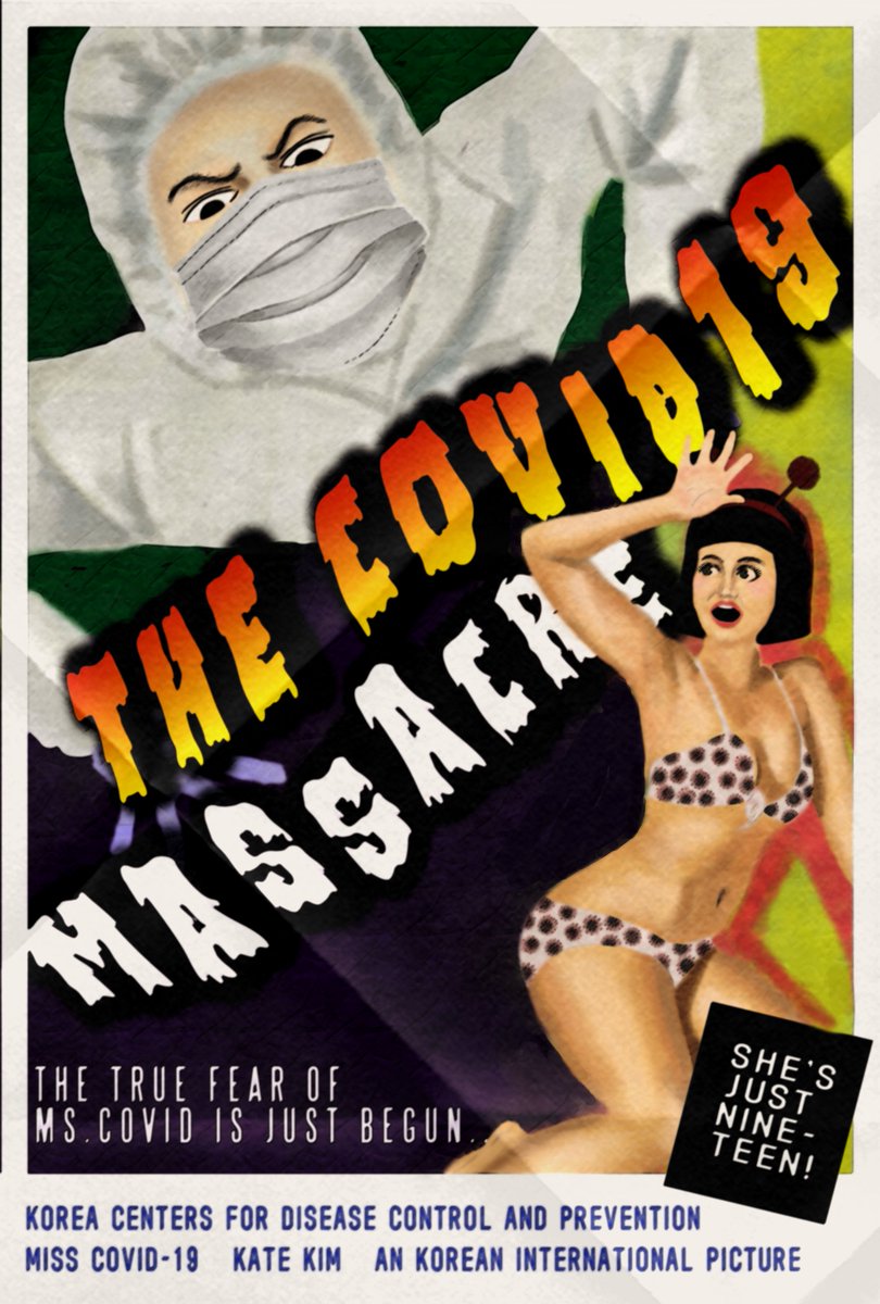 Katekitkatkitt2's tweet photo. Starting New Project - The Twisted Vintage Poster series. The first one is the <COVID-19 MASSACRE> https://t.co/RI2OvaUyWS https://t.co/85DOeGDg46