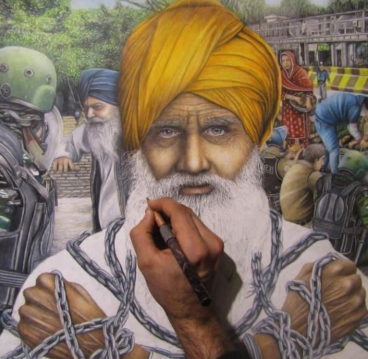 Badman__0's tweet photo. My feet believe in the lines of hard work, not on the lines of my hands.

#आज_भारत_बंद_है
#FarmersProtest https://t.co/mEPSHvTm9z