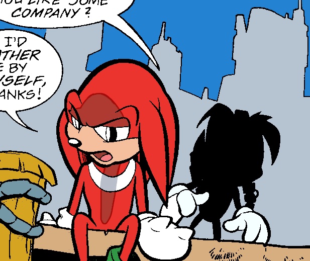 ArchieSTHDaily's tweet photo. An attempt at recolouring a digital scan of a panel from a Knuckles The Echidna issue to try and replicate the original printing. https://t.co/8ls1ZTuHLN